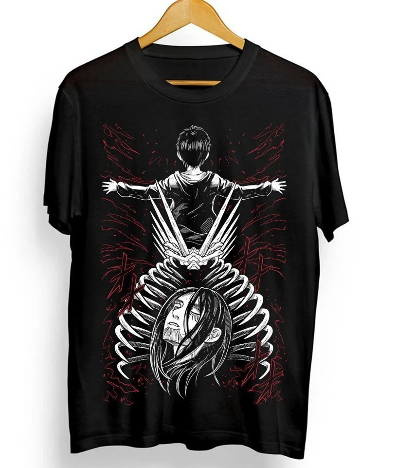 Comfortable Gender-neutral Attack on Titan 4 Eren Tatakae AoT Animation Eren Yeager T-shirt 2026 New Cotton Summer  T-Shirt