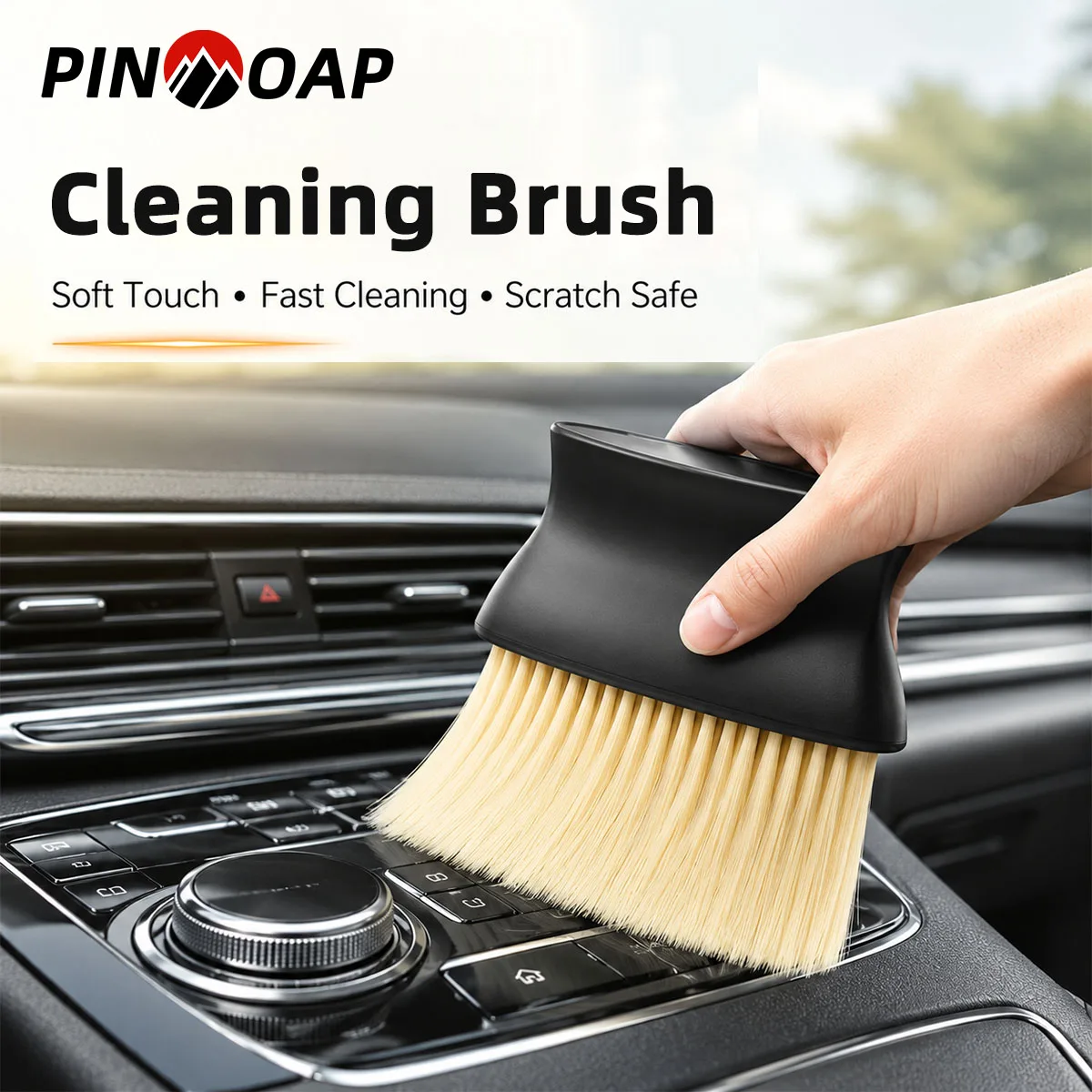 PINMOAP 1/2PCS Car Interior Air Vent Brush Motorcycle Dust Cleaning Tool Soft Outlet Cleaner Fit Auto Dashboard Detail Accessori