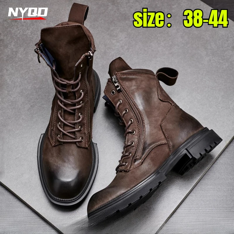Retro Leather Motorcycle Riding Boots Riding Boots British Cool Man Handmade High Winter Work Shoes motorcycle boots 신발