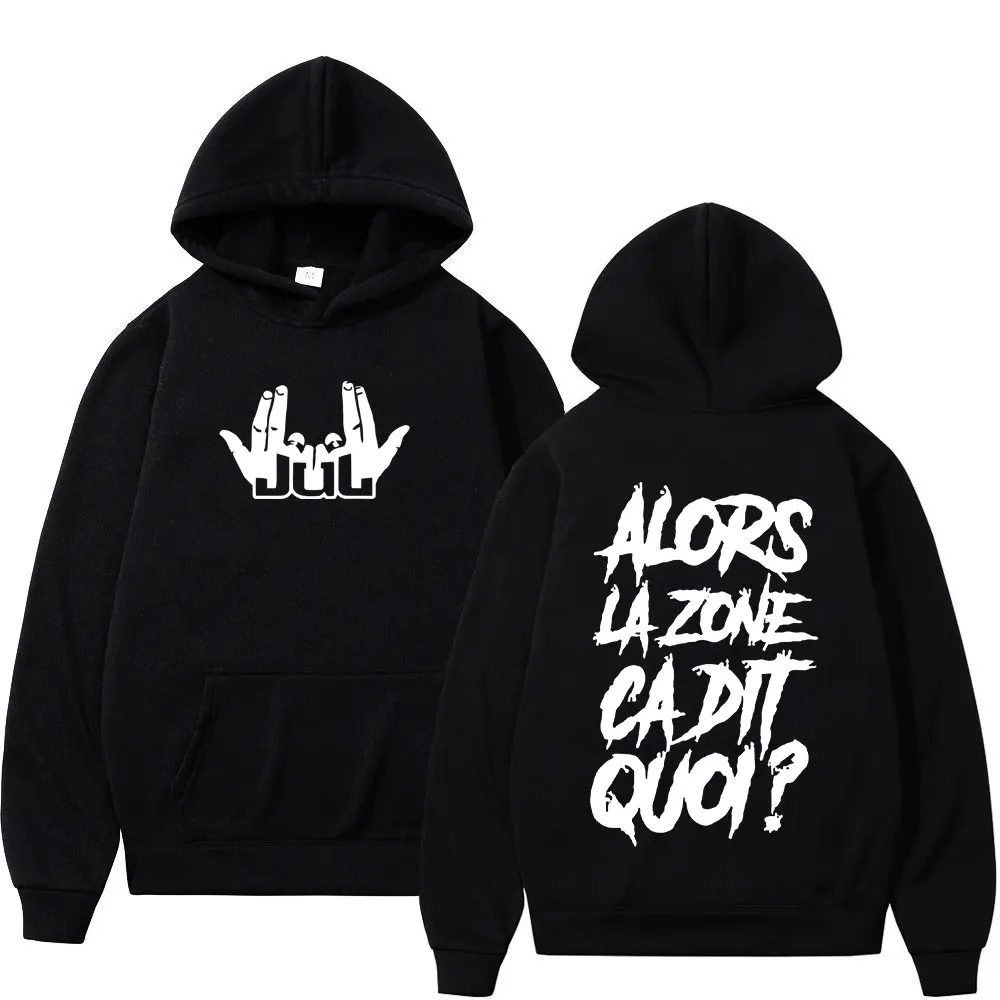 Fall/Winter Hot Selling Men'sHoodedSweatshirt with Retro Distressed Finish French Rapper Print Street Style American Lazy Casual