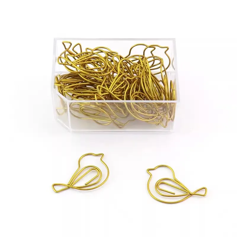 Gold Bird Paper Clip Shaped Paper Clamp Butterfly Cute Paper Clips Decorative Metal Clip For Paper Office Accessories