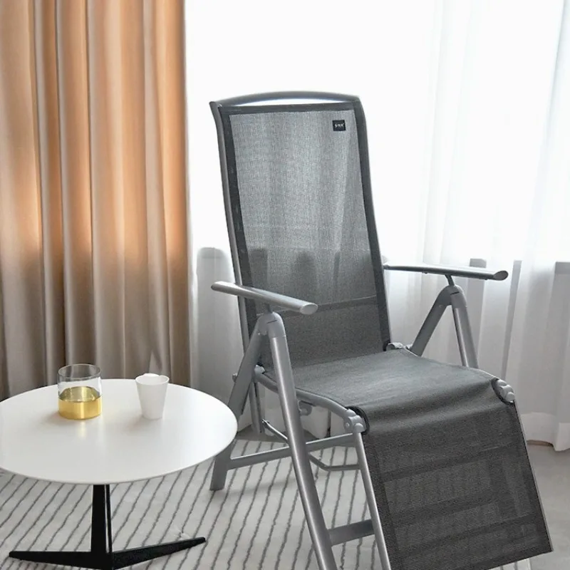 Portable Balcony Siesta Aluminum Alloy Leisure Home Backrest Chair Silk Flower