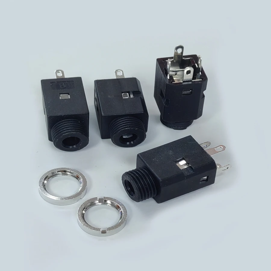 50PCS/Lot PJ-341 3.5MM Audio Female Socket/Jack Connector Vertical-Type 4Pin With Nuts For Headphone