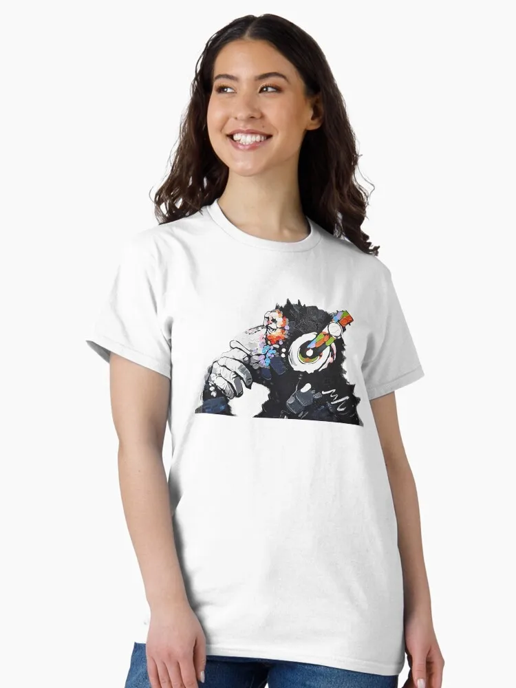 

Headphones Graffiti Monkey Graphic Printing Summer Luxury Brand Cotton Men's and Women's T-Shirts Short Sleeves Street Fashion