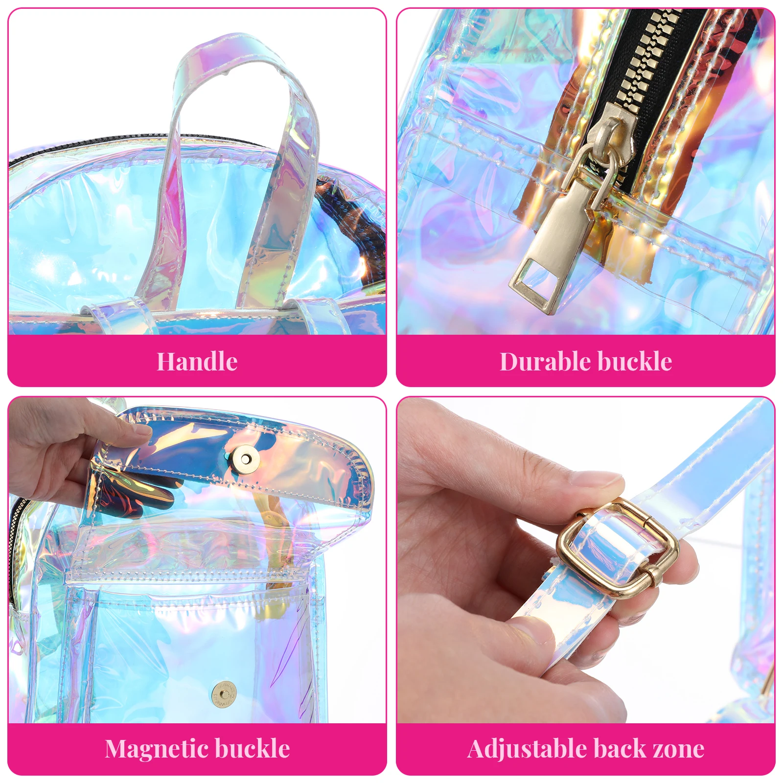 

Блестящий лазерный рюкзак, розовая холщовая сумка-тоут, школьная сумка для модного макияжа, дорожная студенческая сумка для ежедневного использования, легкий вес