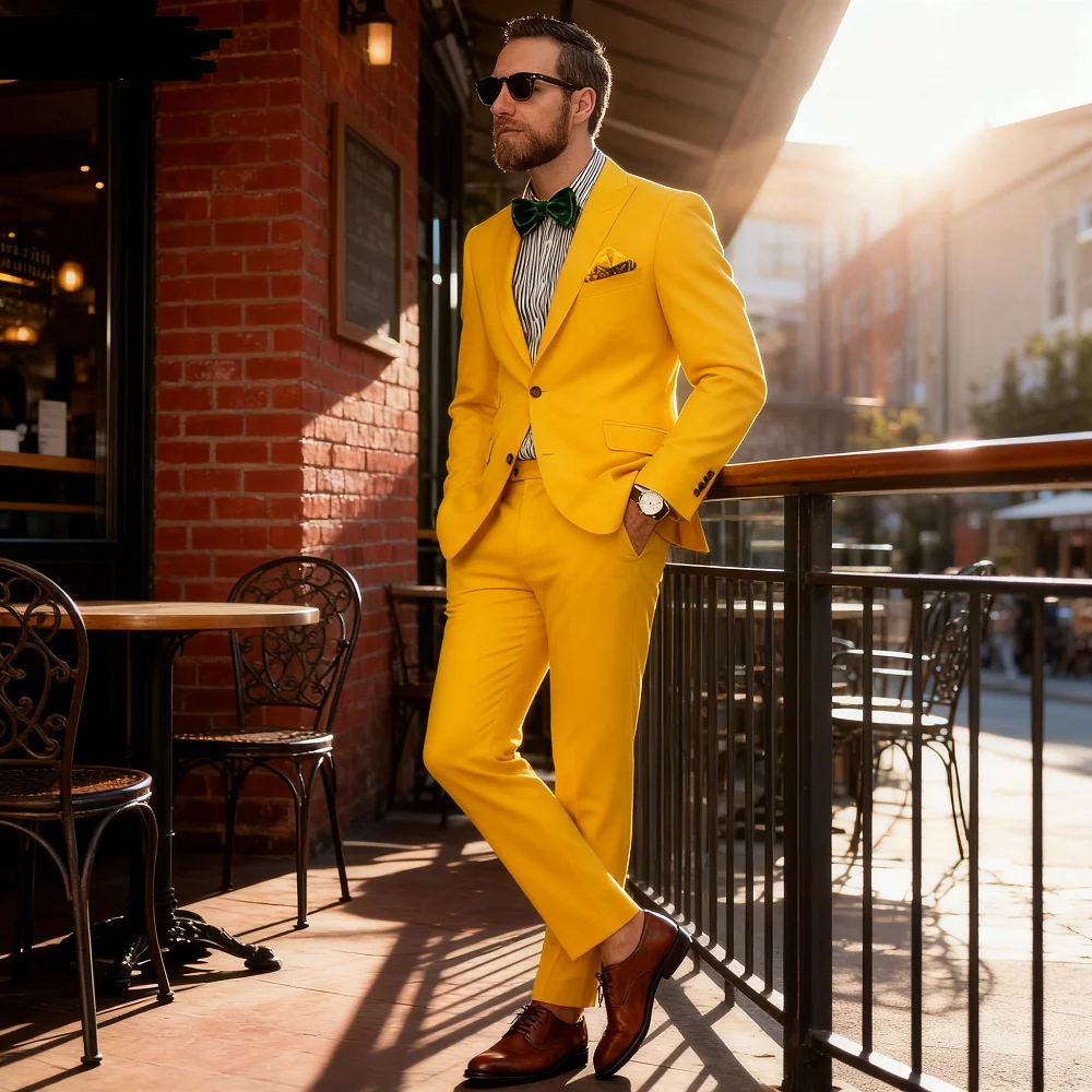 

Blue Suit Men's Custom-Fit Ternos Business Dance Graduation Wedding 2 Piece Set Formal Wear