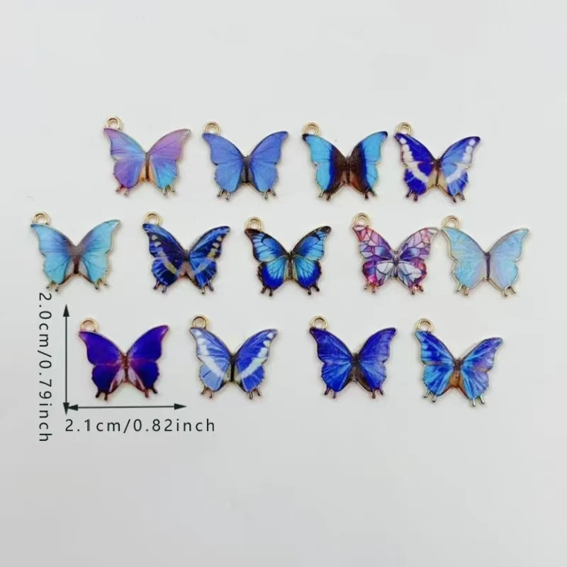 13pcs Cross border Hot selling European and American Fashion Accessories DIY Alloy Drip Oil Color Butterfly Accessories Single H view 6