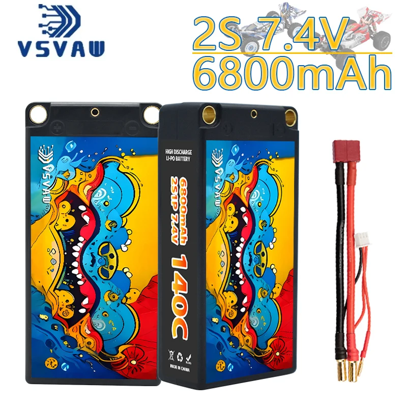 

Original VSVAW 2S 7.4V 6800mAh 140C/280C Drift Big Foot Remote Control Racing Model Car Tank Toy Hard Shell Lipo Battery