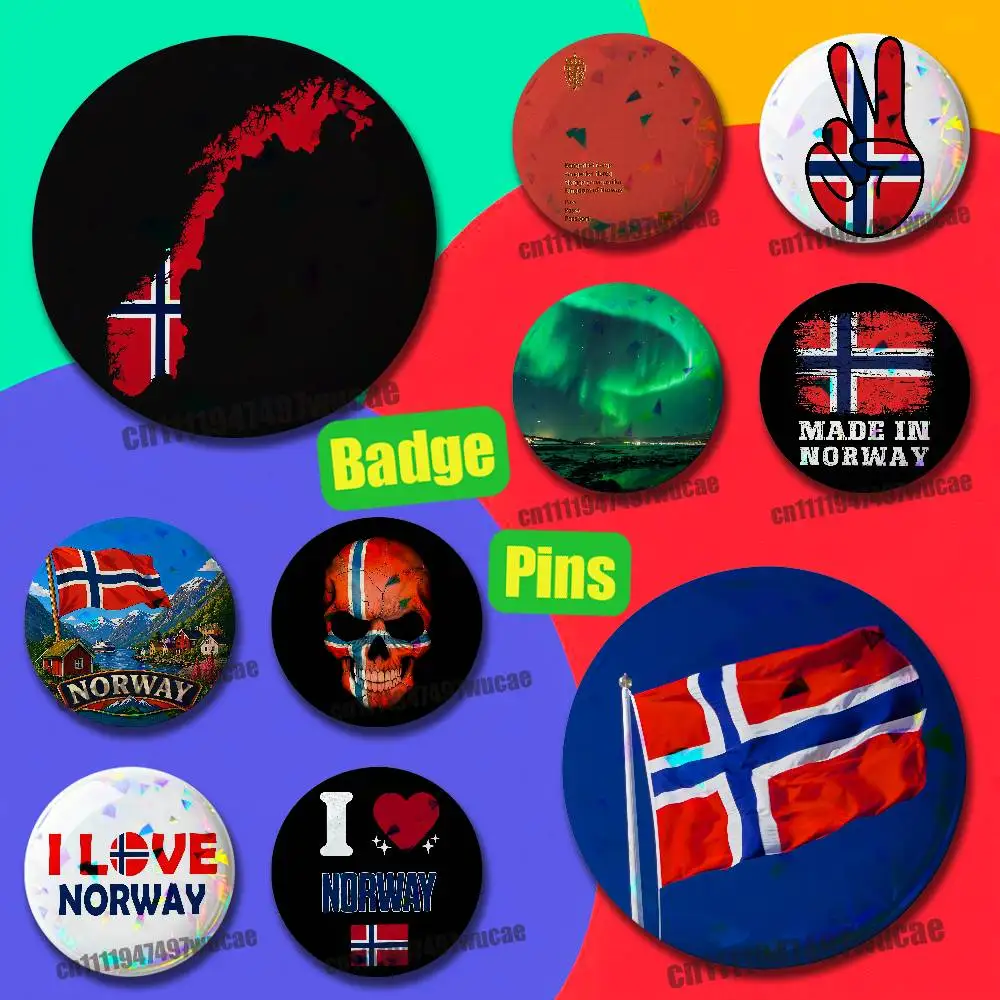 For Norway Passport Flag Logo Badge Case Custom Pin Insignia Emblem Round Brooch Button Cosplay Laser Cover