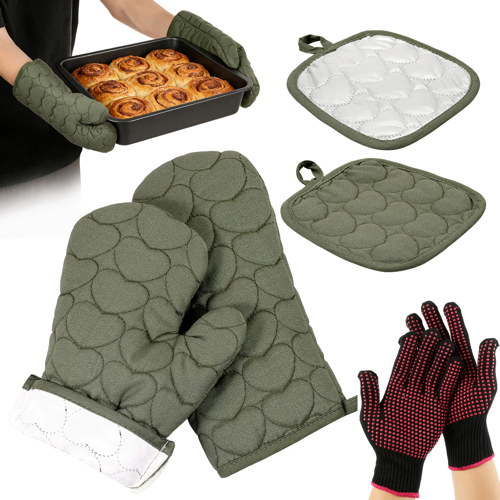 Heat-insulating Gloves Anti-scald Microwave Gloves High Temperature Resistant Kitchen Oven Barbecuing Cooking Baking Oven Gloves
