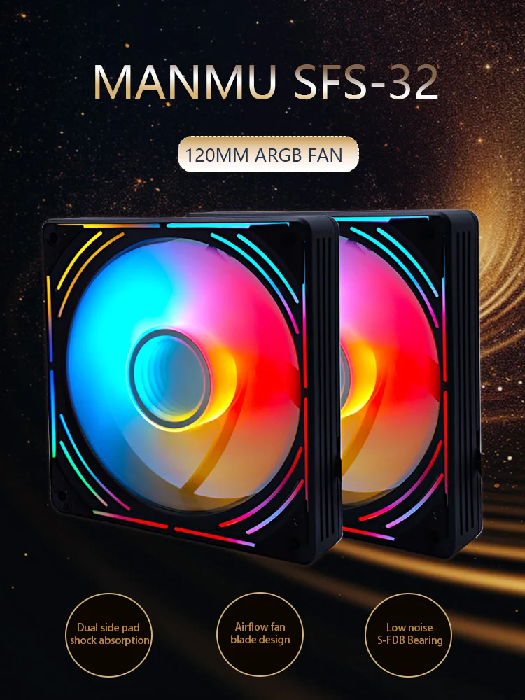 

MANMU Argb Fan Gaming Pc Rgb Fans Pc Computer Cooling Fan Rgb Cpu Cooler Aura Sync 120mm Fan