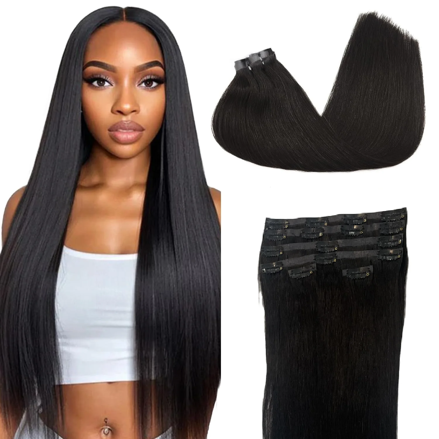 Wholesale Raw Indian Clips In Best Quality Human Hair Vendor Easy To Wear Pu Seamless Clip In Hair Extensions Natural Color