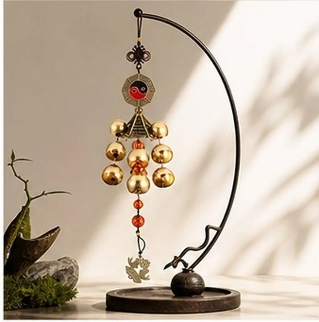 Premium Brass Outdoor Wind Chime Elegant Melodic Garden Balcony Camping Decoration Feng Shui Bagua Hanging Bell for Door Alert