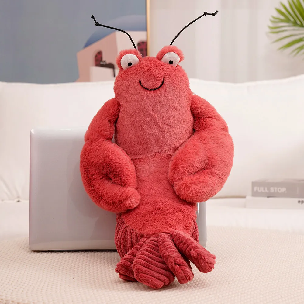 1PC Intresting Simulation Sea Animal Lobster Crab Stuffed Short Hair Plush Toy Backrest Gifts For Kids And Old People