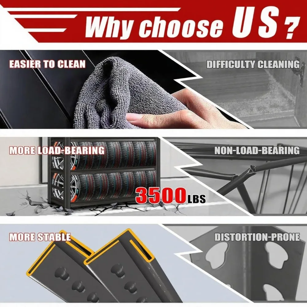 وحدة رفوف جراج فولاذية شديدة التحمل مكونة من 5 طبقات |   سعة 3500 رطل |   المرآب وتخزين الطابق السفلي |   رفوف معدنية من الدرجة الصناعية