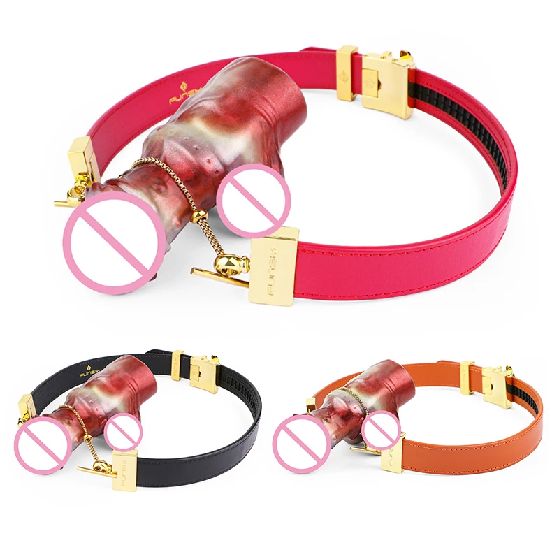 High Quality Silicone Gag SET Penis Shape PU Leather Strap BDSM Kit Bondage Adult Sex Toys for Couple Lesbian Gay Sexy Gadgets