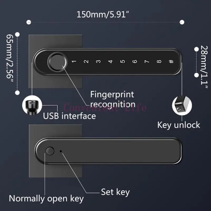 L1EE قفل باب الدخول قفل باب لوحة المفاتيح لث/ل ث/س BT قفل ببصمة الإصبع كلمة المرور/fo #6