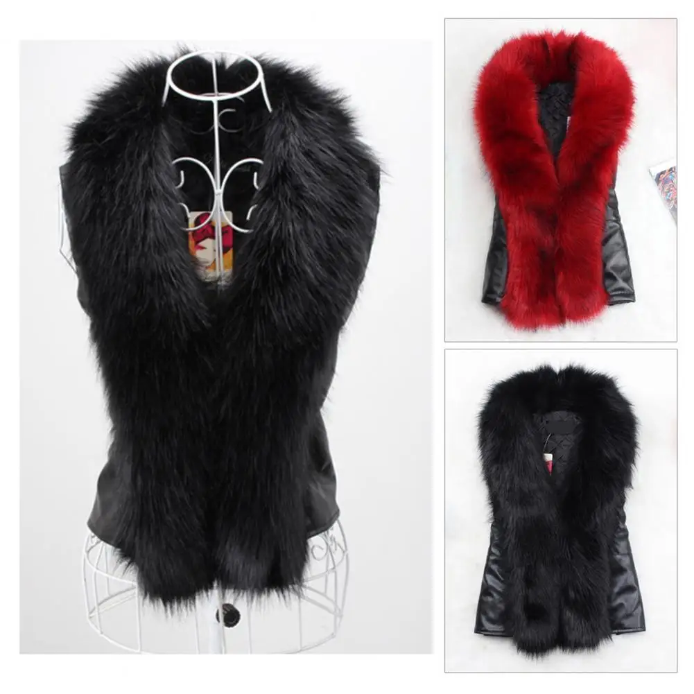 

Открытый передний меховой жилет Удобный для кожи жилет из искусственного меха Стильная женская байкерская куртка из искусственной кожи с воротником из искусственного меха для A