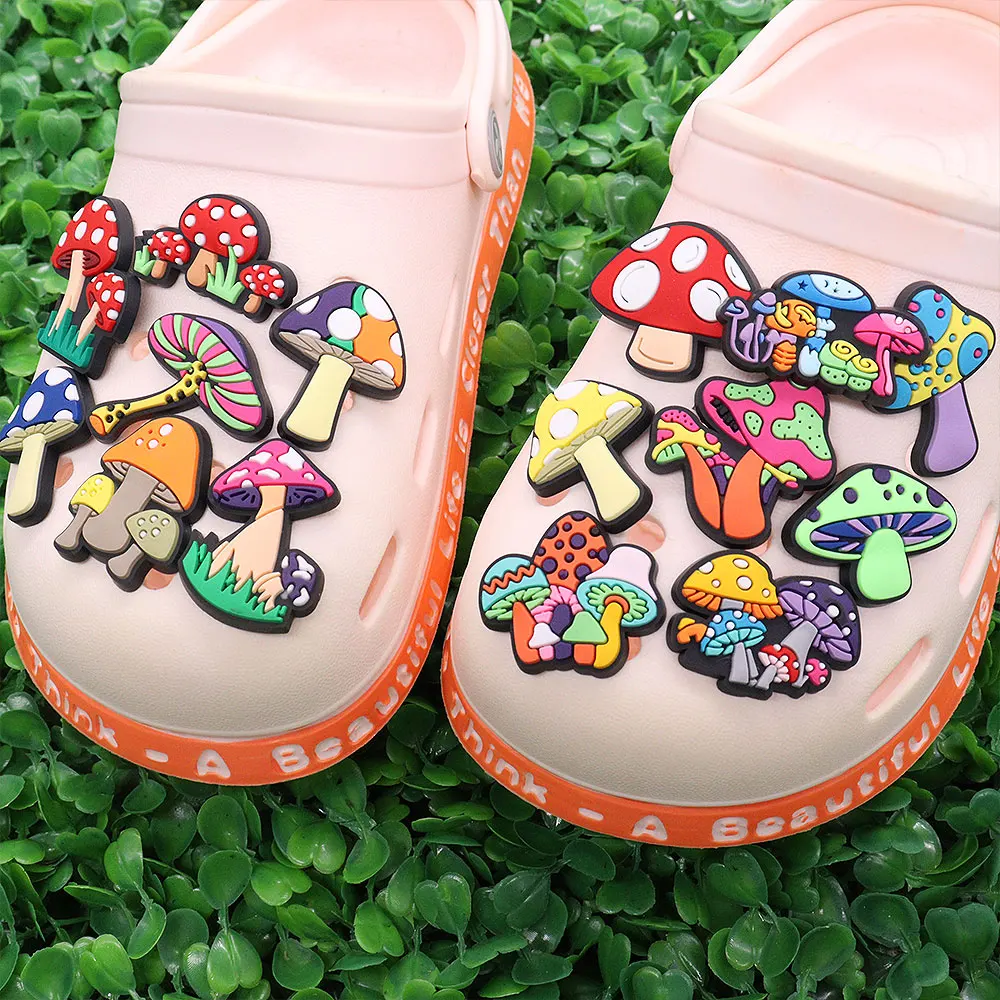 New Arrival 1pcs PVC Buckle Clog Fit Wristband Mushroom Shoe Charms Sandals Ornaments Hole Slipper Decoration Accessories