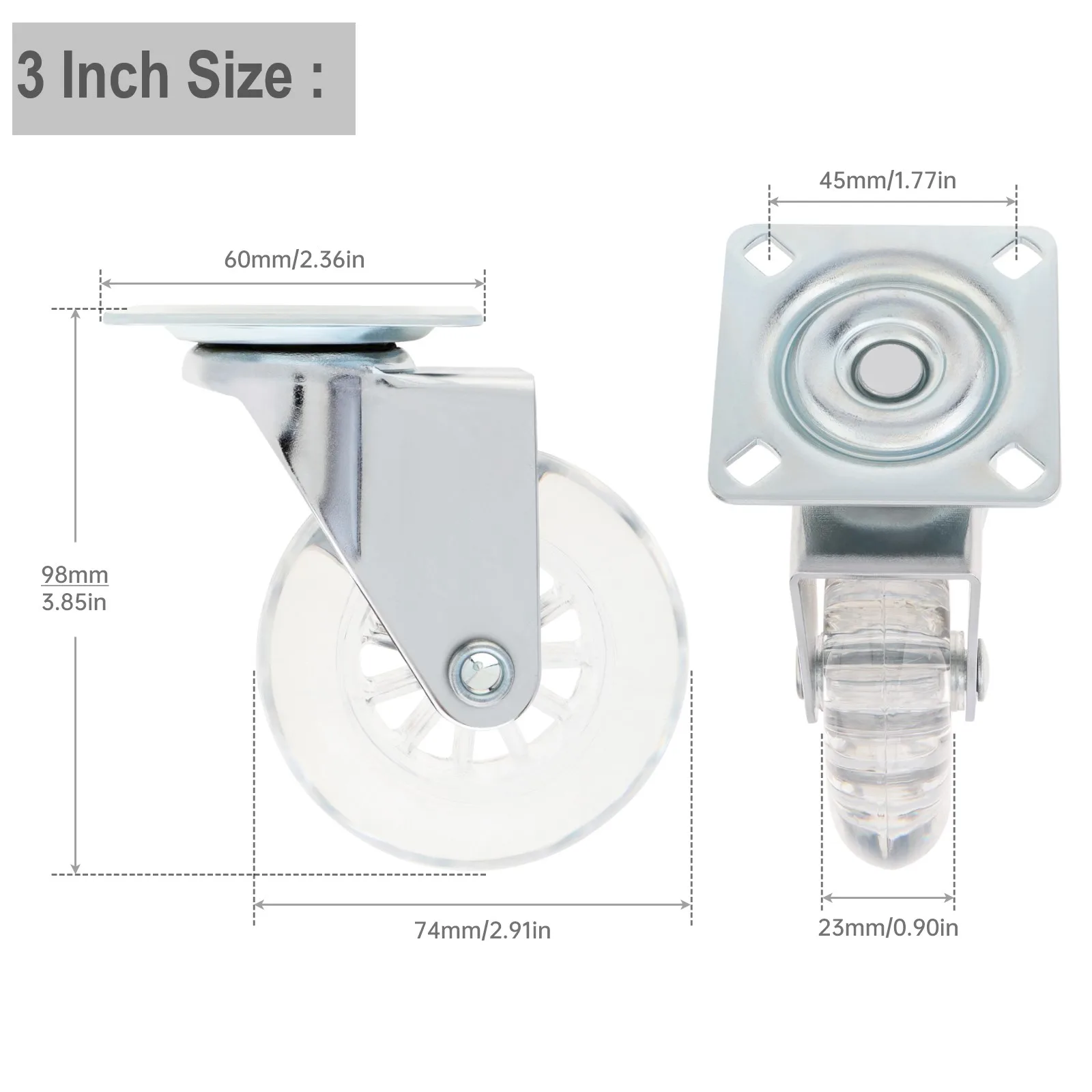 4 szt. 2/3 cala uniwersalne kółka obrotowe Heavy Duty kółko meblowe ciche kółka do wózka na krzesło stołowe z hamulcem bezpieczeństwa