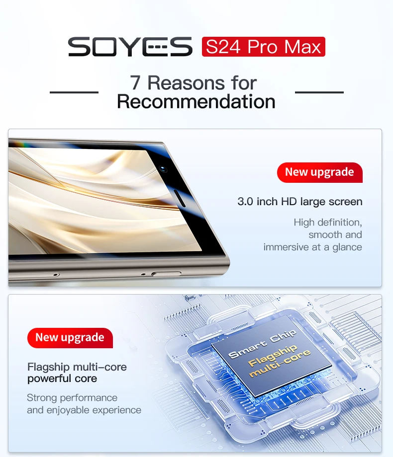 SOYES S24 Pro Max هاتف ذكي صغير 3.0 بوصة 4G شبكة الوجه فتح 2GB + 16GB 2400mAh بطاقة مزدوجة Play Store خيارات متعددة الألوان
