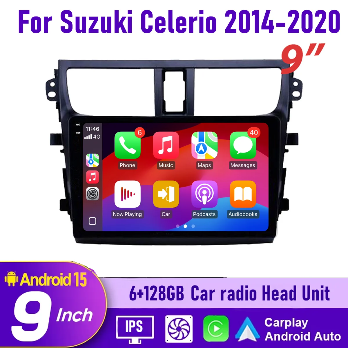 

9“ Wireless CarPlay Android auto 6-128GB (8CORE) For Suzuki Celerio 2014-2020 QLED Android Head Unit Navigation GPS Car Radio