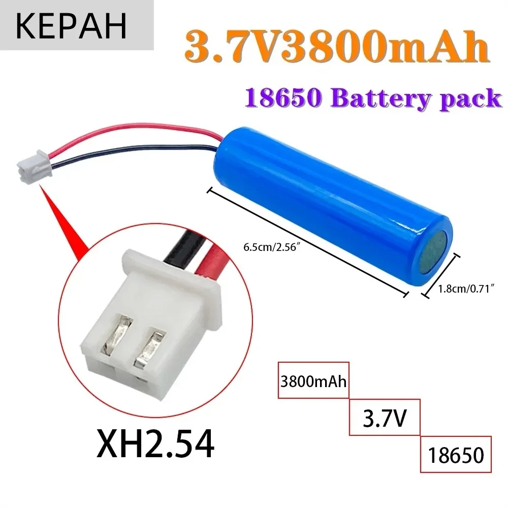 3.7V lithium ion rechargeable battery 18650 with replacement socket emergency lighting xh2.54 line replacement socket diy line