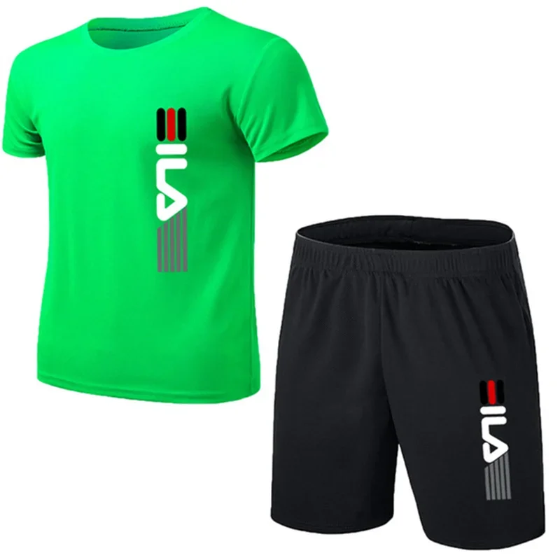 Summer Men's Fashion Simple Fitness Two-piece Oversized  Fashion Short Sleeve and Shorts Sets Size Casual Sportswear Men's Suit view 6