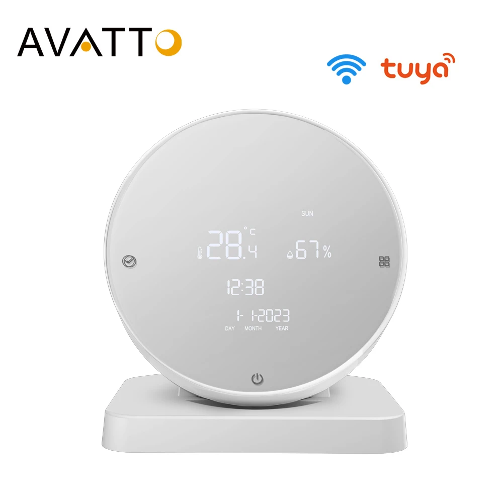 AVATTO Tuya WiFi Temperature and Humidity Sensor Backlight Adjustable, Indoor Smart Hygrometer Thermometer for Alexa Google Home