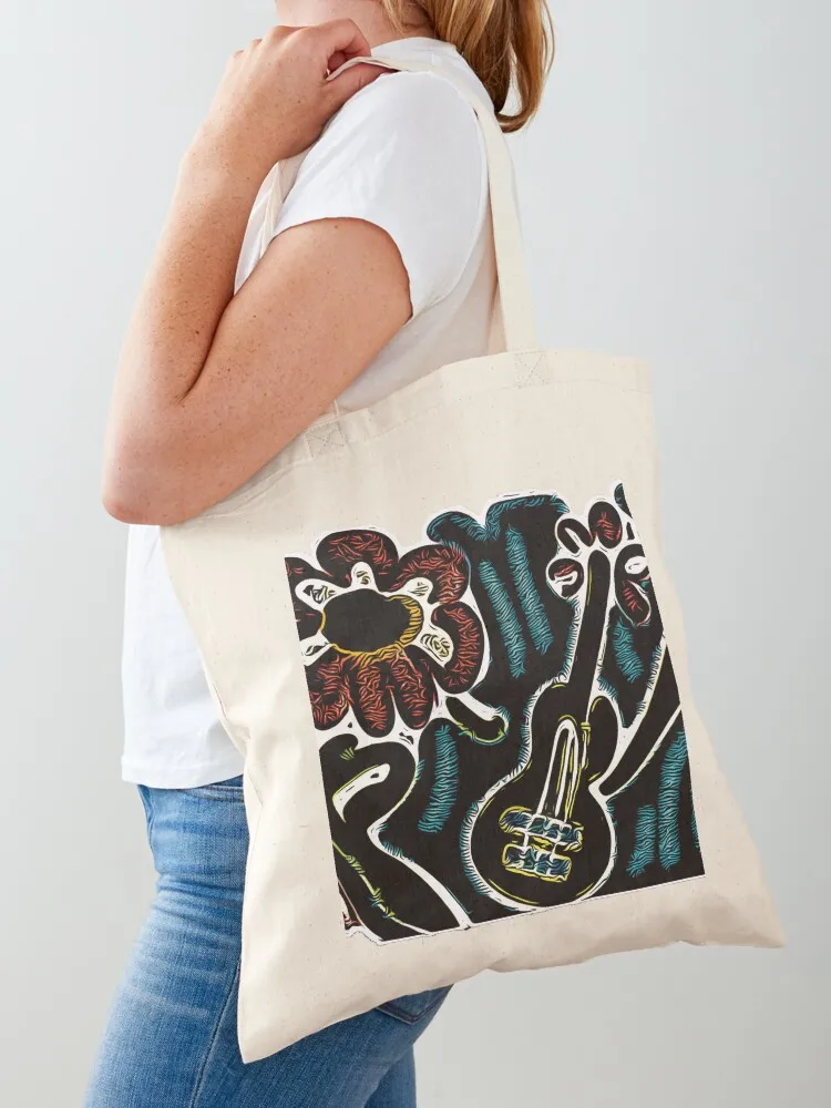 Contour Ukulele Tote Bag hand bag ladies supermarket folding bag Big women Beach