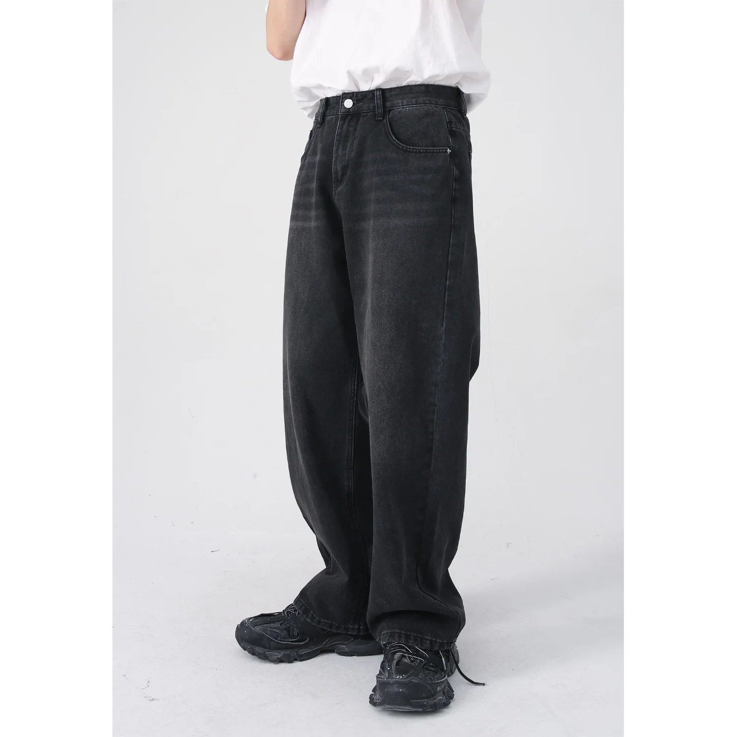 Men's Jeans New Korean Personality Straight Wide Leg Pants 2023 Fashion Autumn Winter Vintage Male Trousers 9A5577