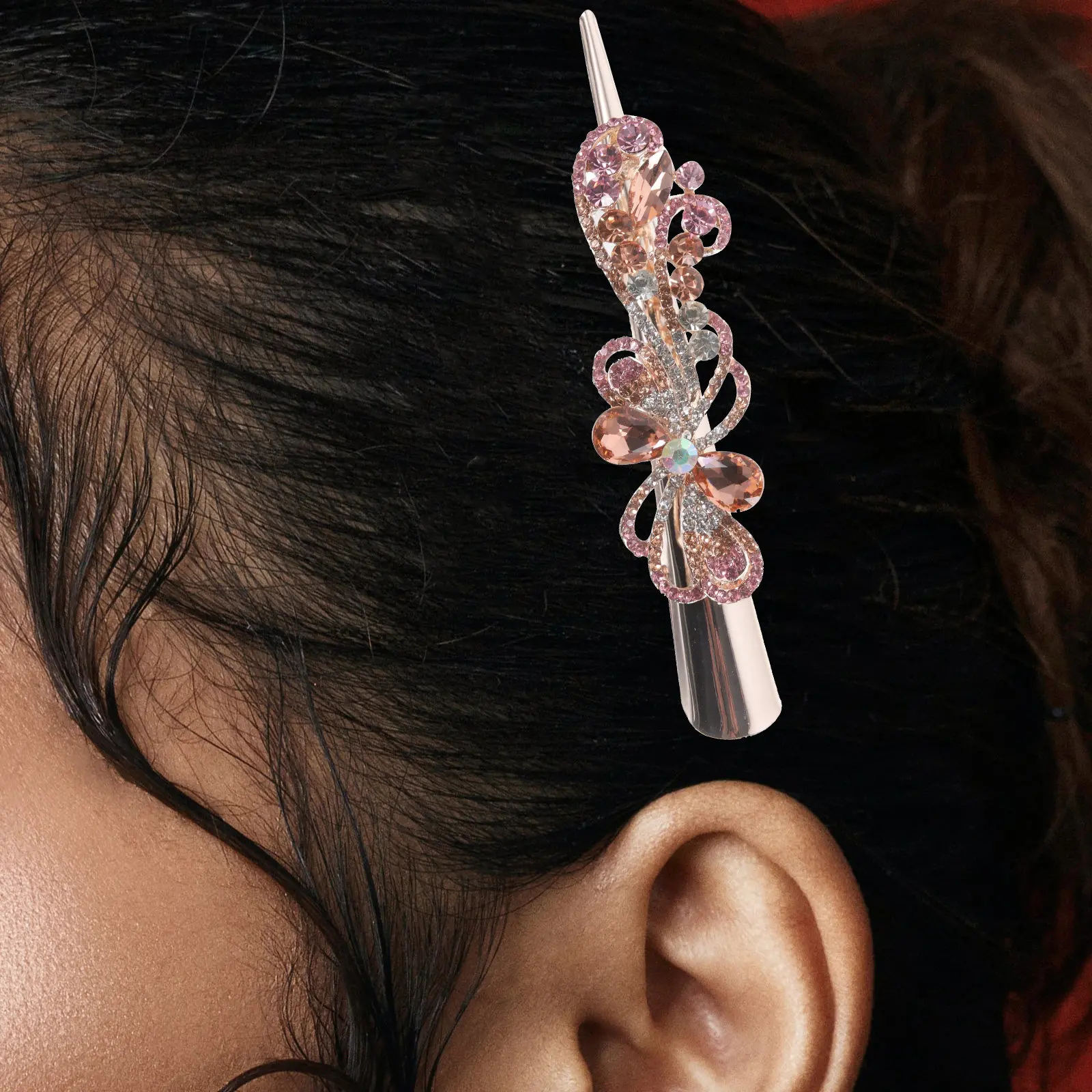 

Rhinestone Duck Hair Clip Metal Hair Barrette No Crease Hairdressing Accessory for Women Girls Clips Alligator Clips for Women