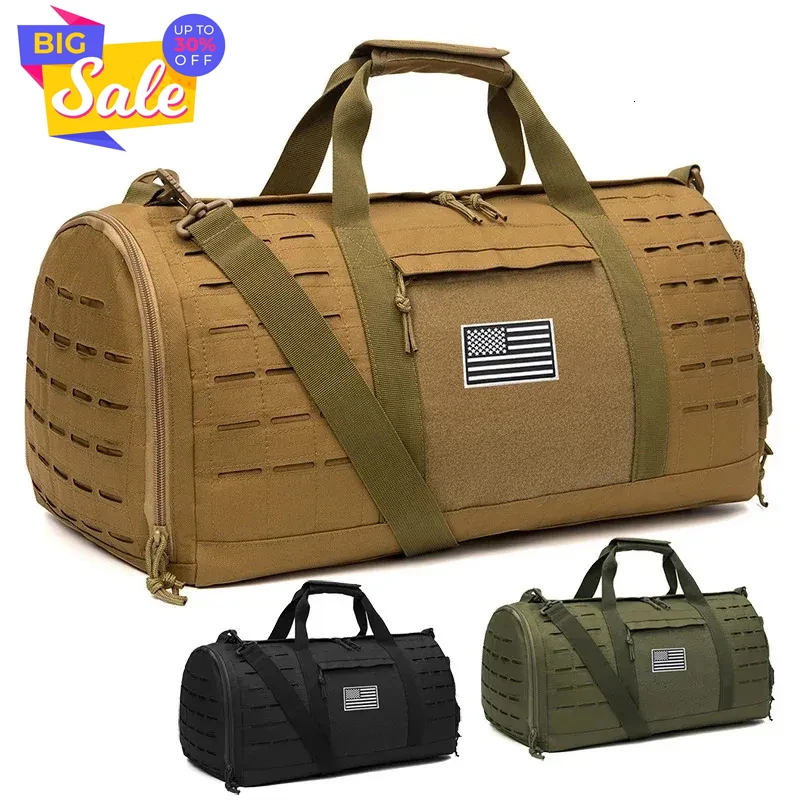 Bolsa Deportiva Táctica de Viaje de 40L para Hombre, Bolsa de Gimnasio, Bolsa de Entrenamiento con Compartimento para Baloncesto, Bolsa de Fin de Semana para Actividades al Aire Libre