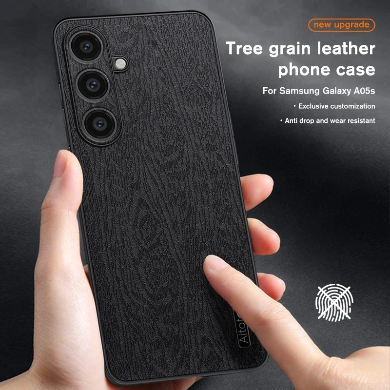 Back Shell Tree Leather Pattern Phone Case for Samsung Galaxy A55 A35 A25 A15 A05 A05S M55 4G 5G Soft Frame Protect Case