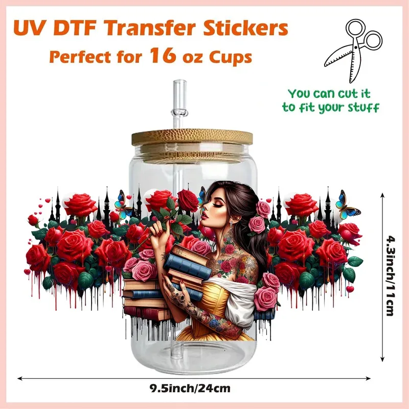 Leisure Sports Tattoo Girl Positive Style Party DIY Decals 3D transfers uvdtf tumbler seal stickers 16oz uv dtf cup wraps view 6