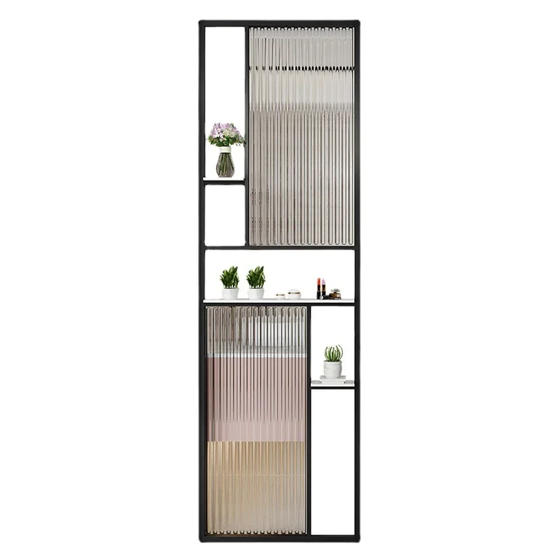 

Nordic light luxury living room wrought iron stainless steel, entrance entrance washing table decoration false wall partition