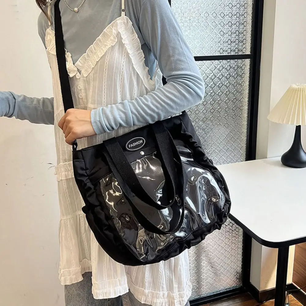 Kawaii PVC transparente Itabag volantes insignia pantalla bolso de mano de lona de gran capacidad estilo japonés bolso escolar para estudiantes diario