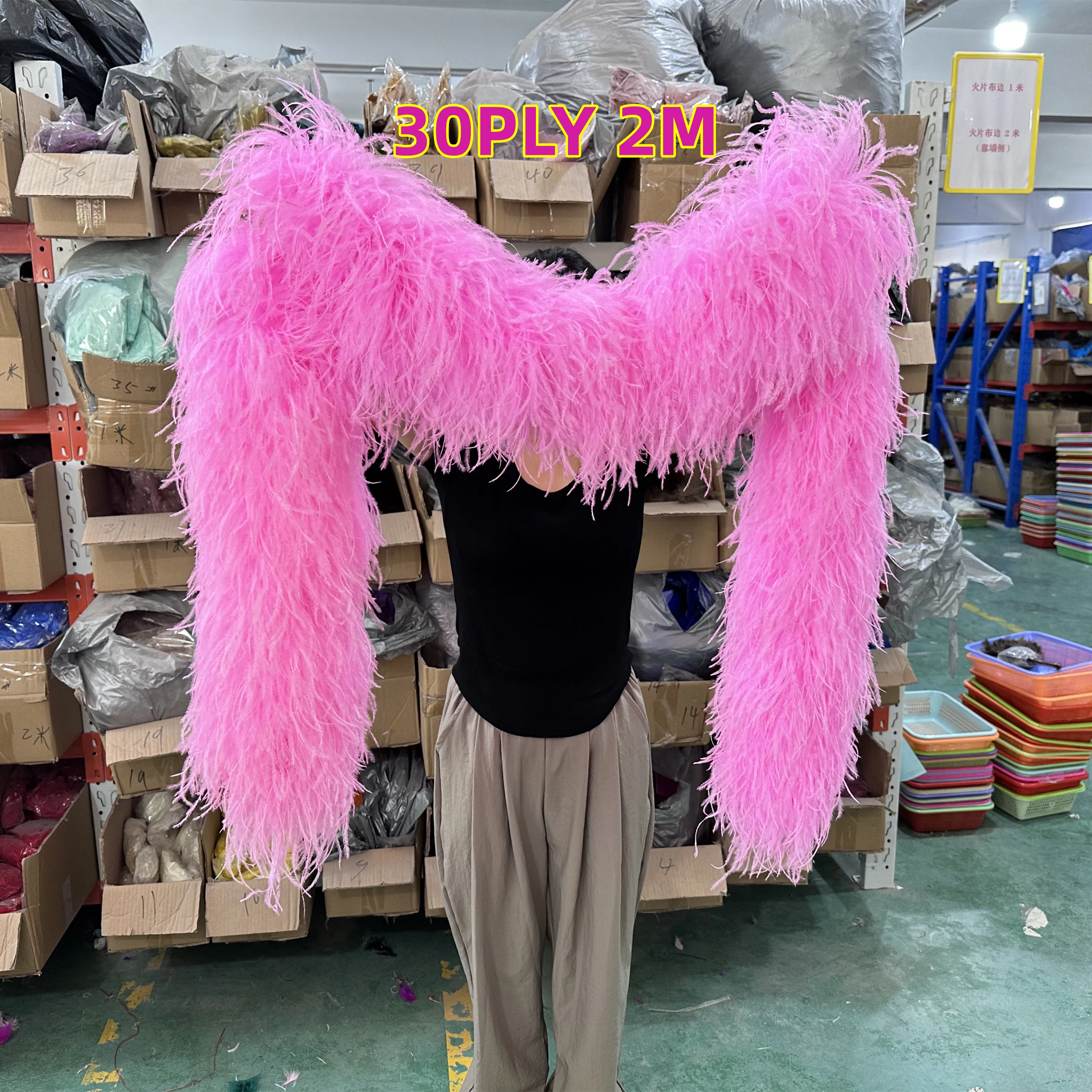 Wholesale 2 Meter/Lot Natural Fluffy Ostrich Feathers Boa Scarf Costumes Trim For Party Costume Shawl Wedding Decoration 6 10PLY