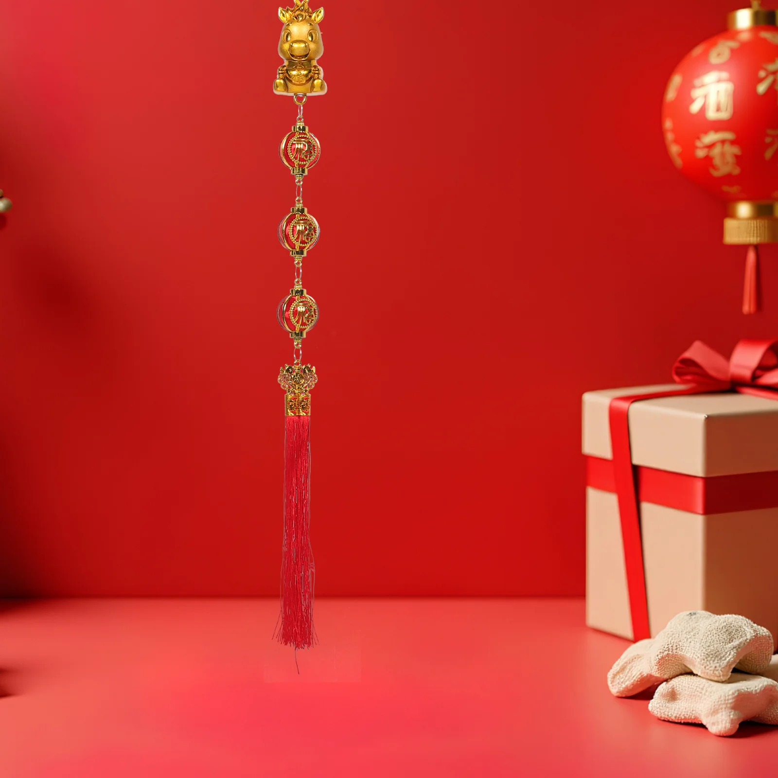 

2pcs Chinese New Year Horse Hanging Pendants Red Tassel Lantern Decor For Spring Festival Party Outdoor Indoor Plant