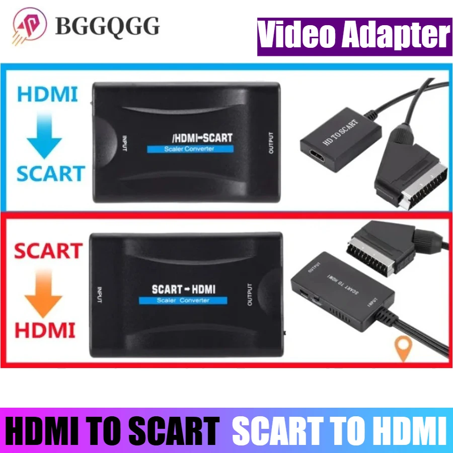 

SCART TO HDMI 1080P Audio Adapter Upscale Converter AV Signal OR HDMI TO SCART Adapter HD Receiver TV DVD Support Drop Shipping