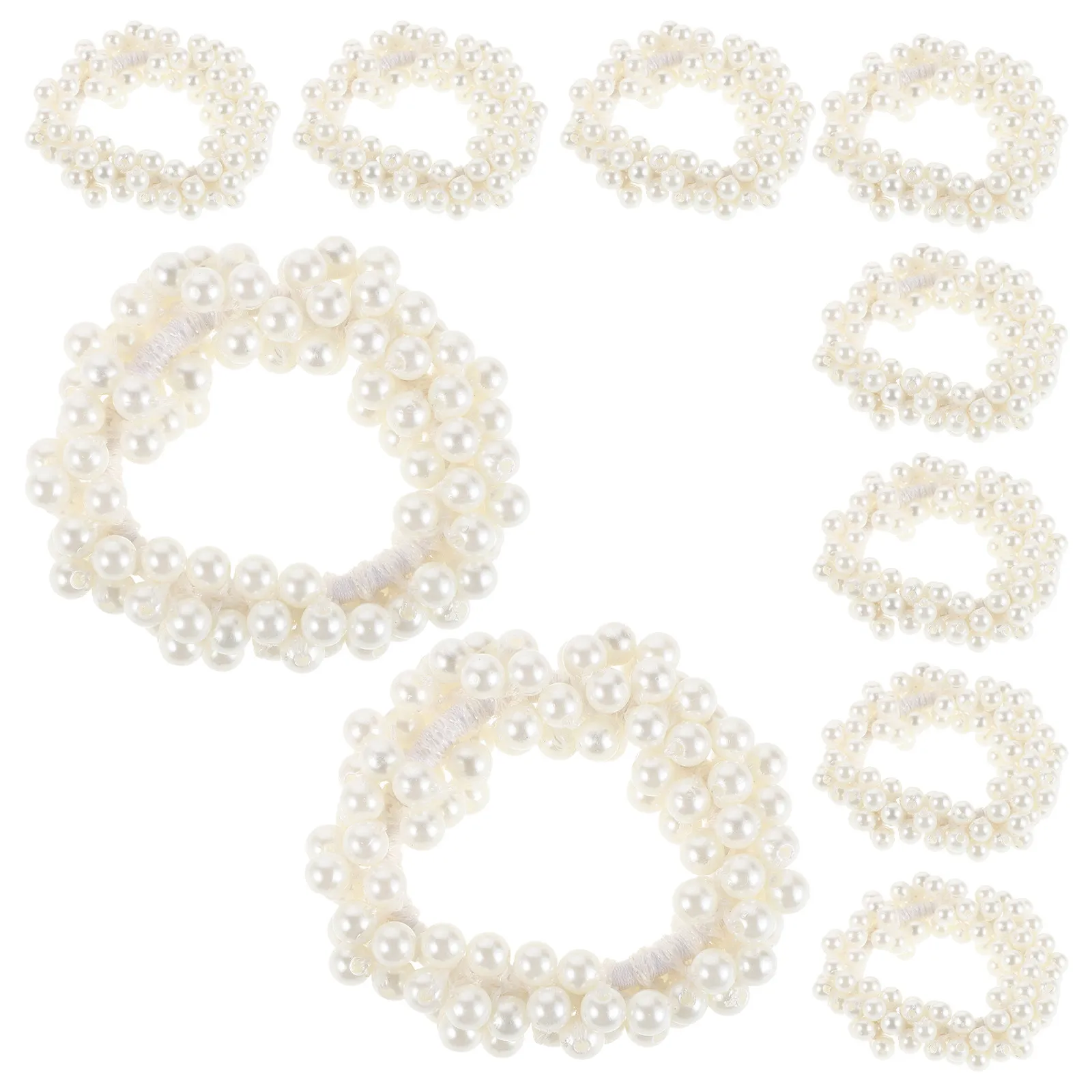 

10 шт. резинок для волос для девочек с искусственным жемчугом, декоративные эластичные резинки для хвоста, мягкие скретчи, аксессуары для волос для свадьбы и вечеринок