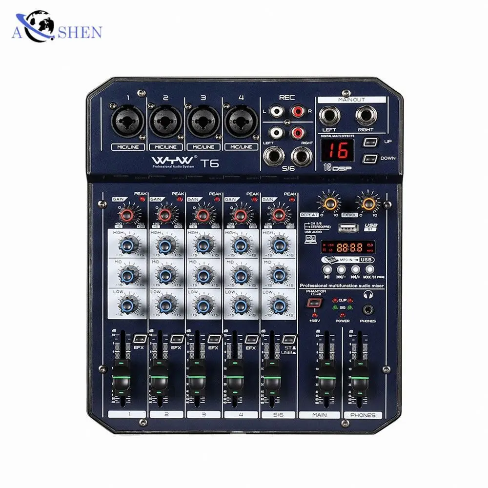 AOSHEN Audio Mixer for DJ Musical Instrument Livestream Video Recording Monitor Amplifier Professional