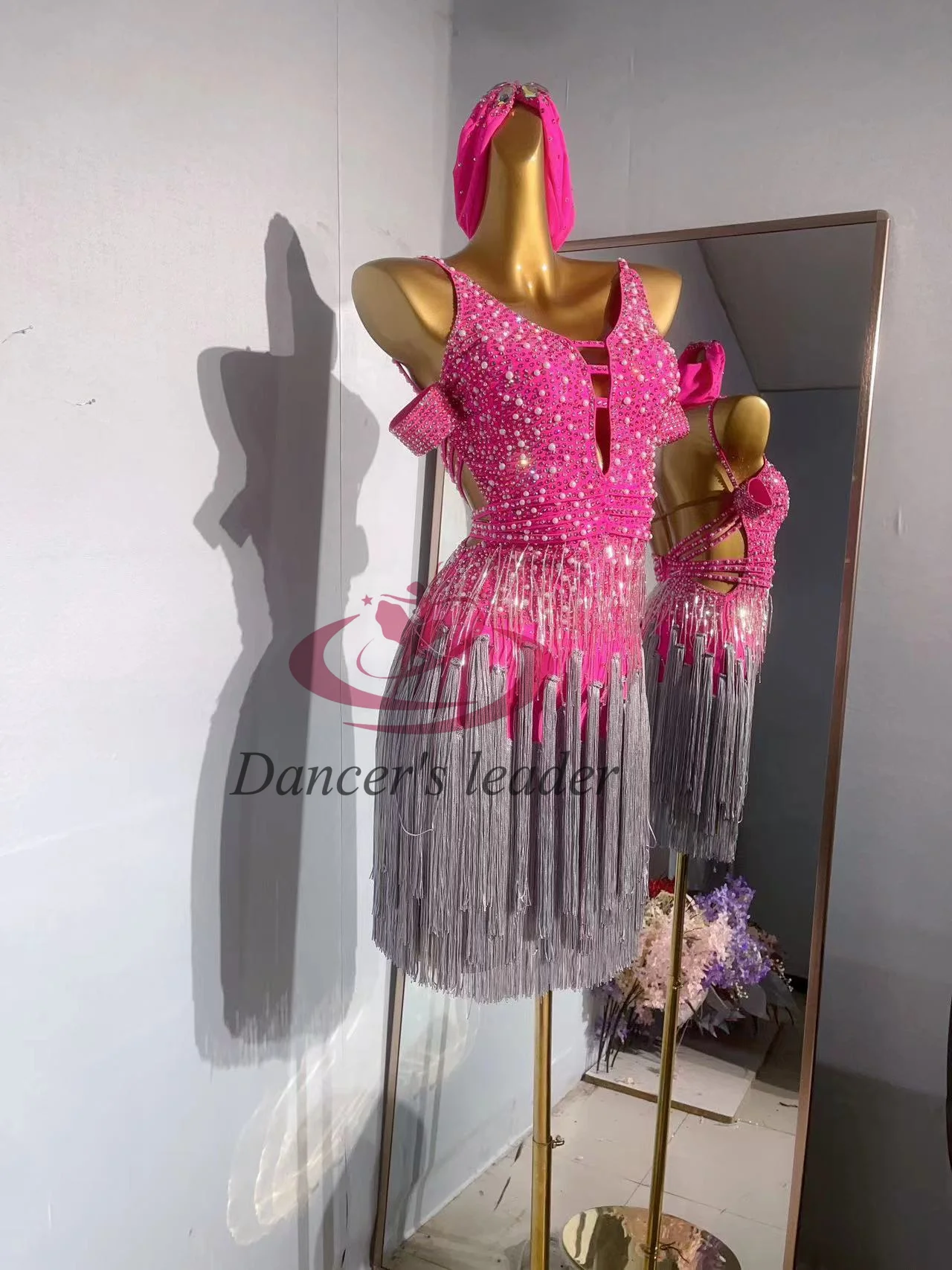 라틴 댄스 전문 의류 다이아몬드 카차 탱고와 맞춤형 두꺼운 Tassels 성인 표준 무대 전문 의류