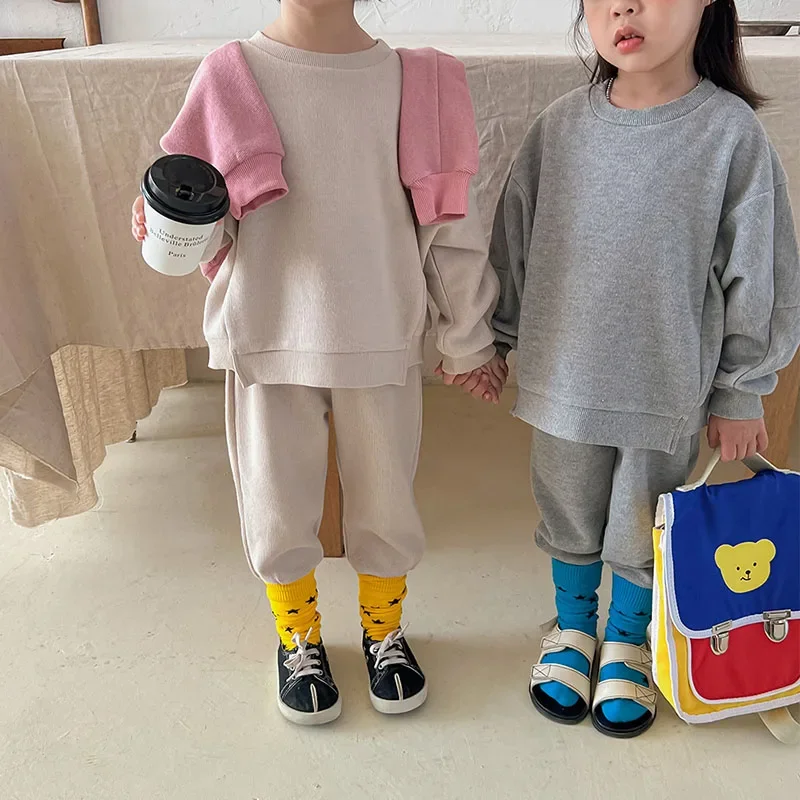 Milancel-女の子用ワッフルセット,フード付きセーターとパンツ,子供用スーツ,単色,カジュアル,秋,2個