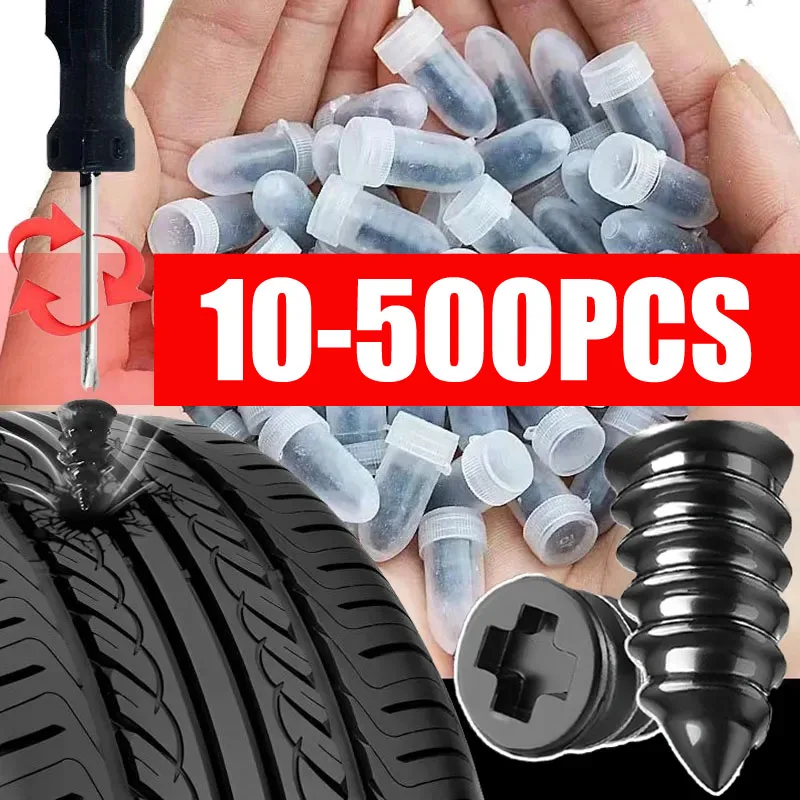 Car Vacuum Tyre Repair Neil 500/10Pcs Truck Motorcycle Scooter Rubber Tire Puncture Repair Set Glue Repair Tire Film Rubber Nail