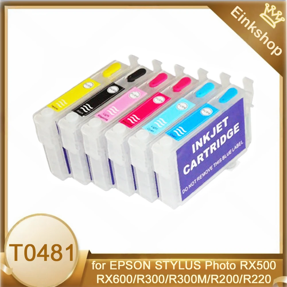 T0481- T0486 Refillable ink cartridge for EPSON STYLUS Photo RX500/RX600/R300/R300M/R200/R220/R320/R340/RX620 Auto reset chip
