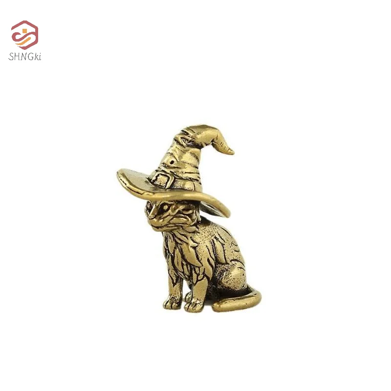 Alloy Witch Cat Figurine Vintage Finish Fine Carvings Perfect For Halloween Home Desktop Gothic Decor
