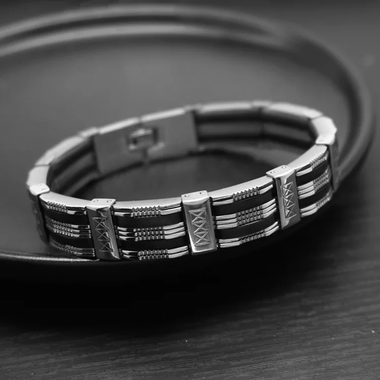 

Stainless Steel Bracelet & Bangle 210mm Men's Jewelry Strand Rope Charm Chain Wristband Men's Bracelet