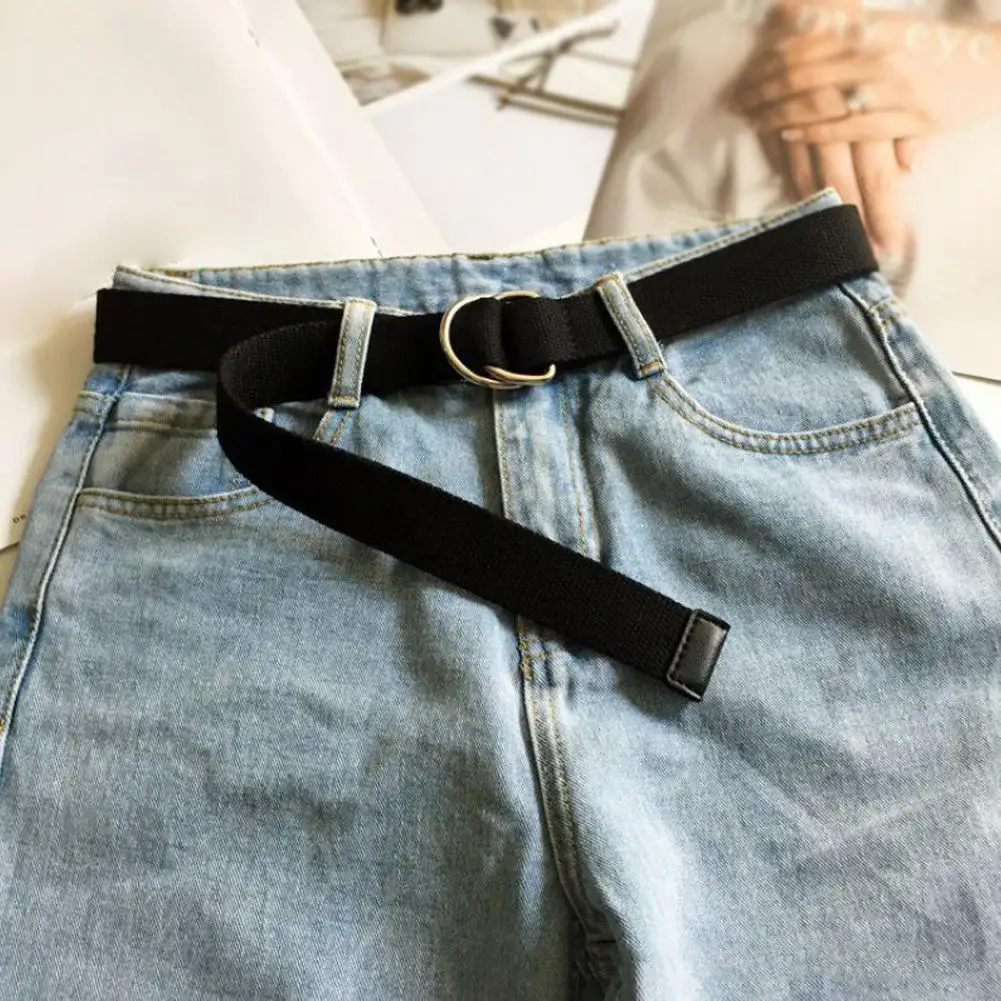 Унисекс простой холщовый ремень с двойной петлей и пряжкой, регулируемый удобный ремень, эластичный ремень, непористая парусиновая повседневная высокая W2X2
