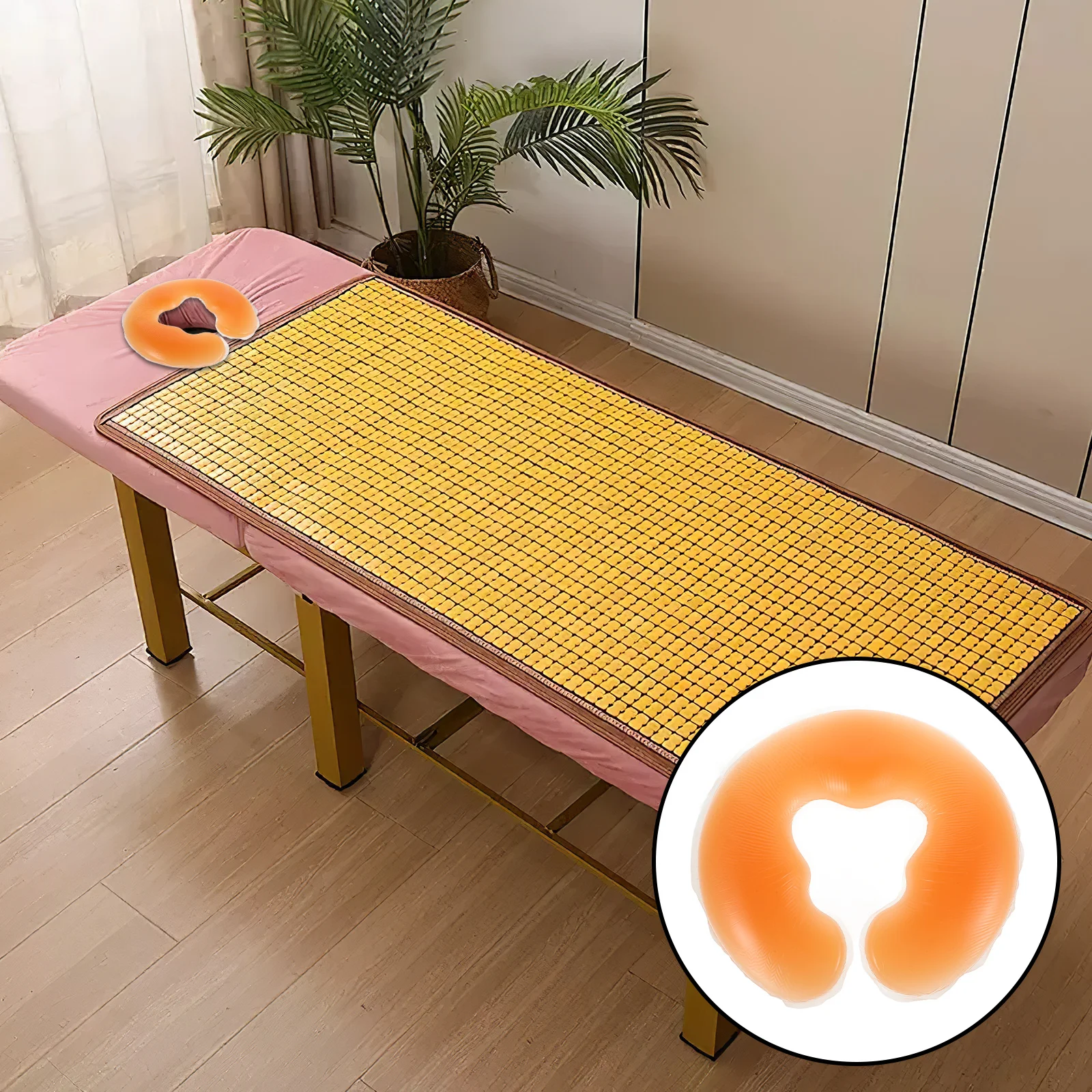 

Orange Silicone Face Head Rest Cushion Salon Massage Pillow U Shaped Neck Support Spa Table Face Pillow Facial Cradle Cushion